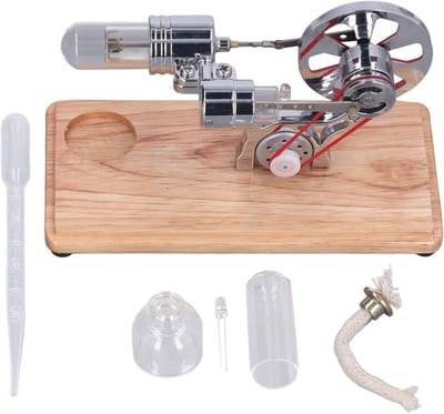 Modelbouwset met Stoommachine en Stirling Motor, 18x12x10cm, Mechanisch Constructiespeelgoed voor Kinderen en Volwassenen