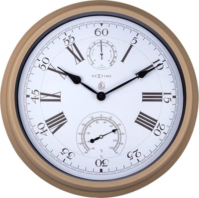 NeXtime Hyacinth – Wandklok – 40.5 cm – Metaal – Bruin – Weerbestendig