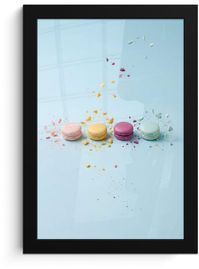 Poster in lijst - Fotolijst 20x30 cm - Posters - Macarons - Kleurrijk - Pastel - Posterlijst zwart - Decoratie - Wanddecoratie woonkamer - Muurdecoratie slaapkamer