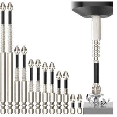 Hoogmagnetische schroefmachine boorset - 12 stuks K5 schokbestendige slijpboor - magnetische schroefmachine kop - 25 50 65 70 90 150 mm(12 stuks)
