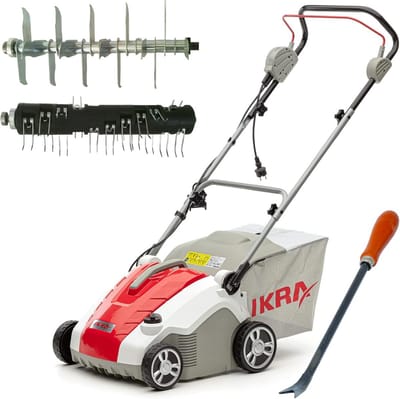 Elektrische Verticuteerder - Gazonbeluchter - Gazononderhoud - 2-in-1 functie - 38 cm werkbreedte - Grijs rood