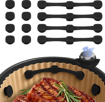 Siliconen magneetstrip voor airfryer - 12 stuks airfryer accessoires - bevestigingsgespen voor airfryers - hittebestendige - zwart
