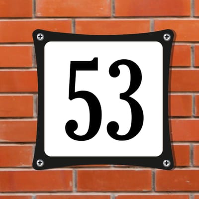 Decoporta Huisnummerbord Emaille-Look - Nummer 53 - Standaard - 10 x 10 cm | incl. schroeven