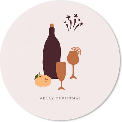 Muismat rond 20x20 cm - Mousepad Wijnglazen - Wijnfles - Quotes - Ronde muismatten - Kerst - Cadeau - Kerstcadeau voor mannen en voor vrouwen