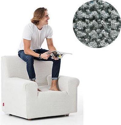 Belmarti® Fauteuilhoes Milos 70cm tot 110cm breed- Donkergrijs - Stoelhoes voor fauteuil - Premium Belmarti® kwaliteit -Extreme stretch