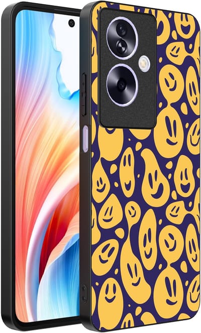 Smartphonica Telefoonhoesje Geschikt voor Oppo A2 - Oppo A79 met smiley opdruk - TPU backcover case emoji design - Paars Geel geschikt voor Oppo A2;Oppo A79