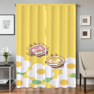 Verduisterende Slaapkamergordijnen voor Deuren Gordijnen voor Woonkamer 2 Stuks Verduisterende Gordijnen Deurgordijn P-pokemon-n Scheidingsscherm W50xH70cmx2pcs-CL yellow