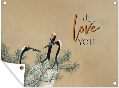 Muurdecoratie buiten I love you - Quotes - Spreuken - Liefde - Relatie - 160x120 cm - Tuindoek