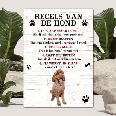 Spreuken - Portugese Waterhond - Regels Van De Hond - Spreuken Bordjes - Spreukenbord - Tekstborden - Cadeau - Hondenras