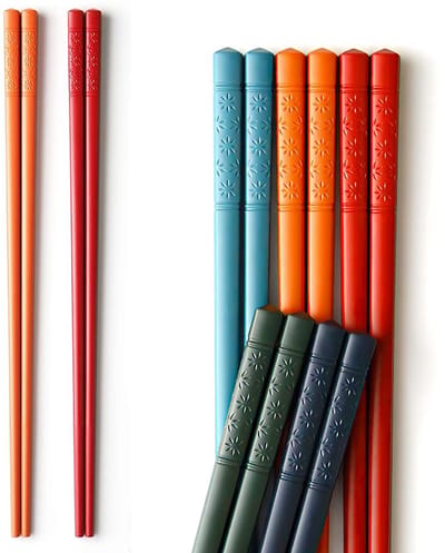 Dailygoods - AOOSY 5 paar Chinese glasvezelstokjes, meerkleurig, herbruikbaar, vaatwasmachinebestendig, Japanse eetstokjes van 24 cm (5 kleuren)