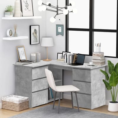 vidaXL - Hoekbureau - 145x100x76 - cm - bewerkt - hout - betongrijs