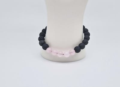 Handgemaakte "Armband Vulkanische" natuurstenen armband “Lava Donker -Roze kwartz” - 8 mm diameter van de korrel- Diameter armband 20 cm - Een mooi cadeau voor familie en vrienden