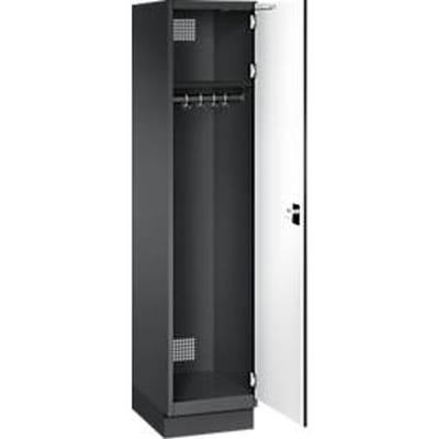 C+P Cambio kast, 1 vak, met sokkel, B 400 x D 525 x H 1980 mm, zwart-grijs/wit