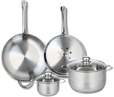 Set van 2 Bakpannen 28 en 32 cm en 2 Kookpotten 14 en 24 cm Elo Profi Brillant