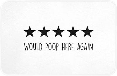 WC mat 60x40 cm - Antislip - Spreuken - Would poop here again - Zwart - Quote - Toiletmat - Vloermat - Douchemat - Toilet tapijt - Toiletmatten
