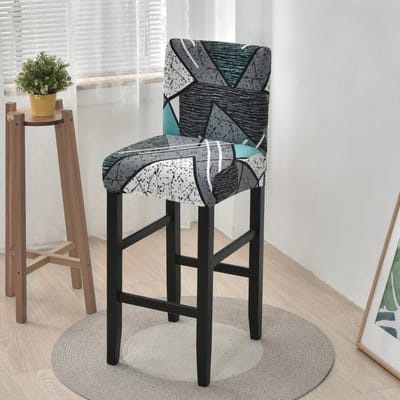 Elastische Korte Stoelhoes Spandex Bedrukt Barkruk Zitkussens Stoelbeschermer Slipcovers Voor Café Eetkamer Keuken Wasbaar 1 Piece