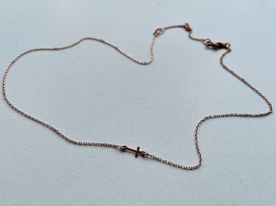 Ketting klein kruis | Rosekleurig | AG925