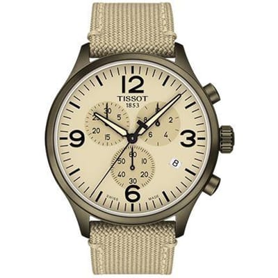 Tissot Speedmaster Serie Kwarts Uurwerk 100 Meter Waterbestendig Horloge 45 Mm Gele Wijzerplaat Roestvrijstalen Kast Lederen Band T116.617.37.267.01 Ivory Watch Dial beige