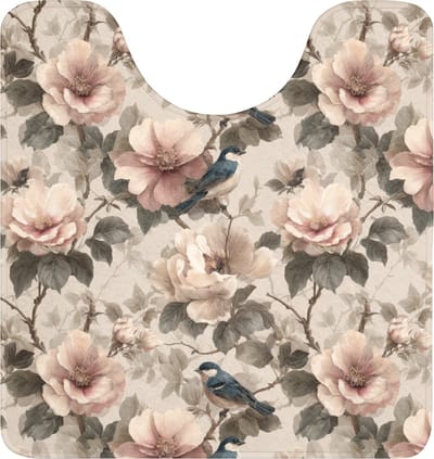 WC mat met uitsparing 55x60 cm - Antislip - Klassiek - Vogels - Kleurrijk - Toiletmat met uitsnijding - Vloermat - Douchemat - Toilet tapijt - Toiletmatten