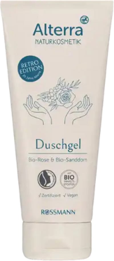 Alterra Naturkosmetik - Douchegel - Retro Editie | 1x 200 ml - Biologische Roos & Biologische Duindoorn | Limited Edition 2025
