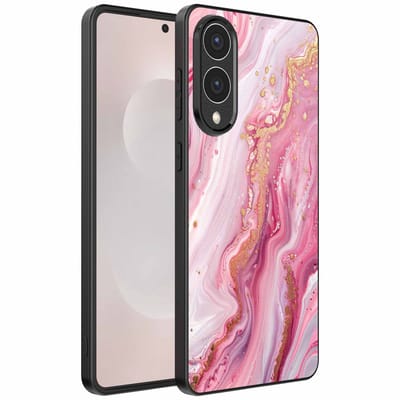 Geschikt voor Samsung Galaxy S25 Edge Telefoonhoesje met marmer opdruk - TPU backcover case marble design - Roze - Smartphonica geschikt voor Samsung Galaxy S25 Edge