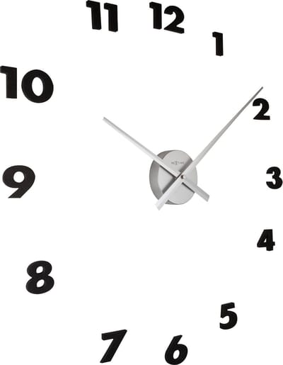 NeXtime - Wandklok - 48 cm x 3 cm - Aluminium - Zilver - 'Small Hands'