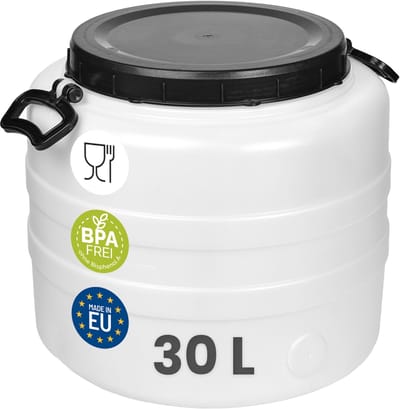 Garronda 30L Vat met wijde hals - Kuilvoer in vat – Bagagetrommel – Gistingsvat – Gistingscontainer – Voerton