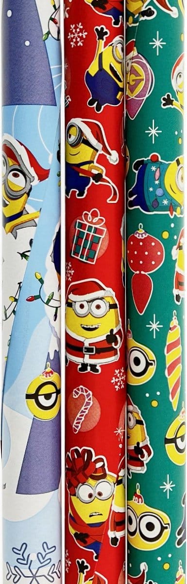 Minions cadeaupapier - Plastic vrij kerstpapier inpakpapier voor kerst - 200 x 70 cm - 3 rollen