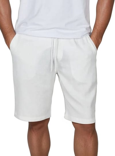 DENIMFY Heren Short DFAlessio regular/straight Wit S Volwassenen Linnen short heren - Korte linnenbroek heren
