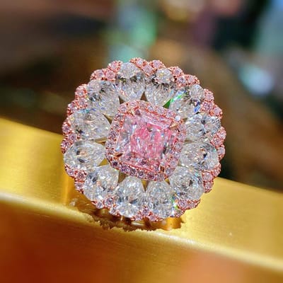 Nieuwe luxe 925 sterling zilveren trouwring voor vrouwen, glanzende roze zirkoon, elegante openingsring, feestsieraden Resizable