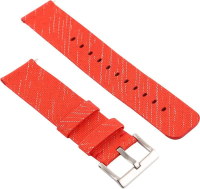 By Qubix - Compatible Fitbit bandje - Canvas nylon bandje geschikt voor Fitbit Versa 1 / 2 & Lite - Rood / Zilver Smartwatchbandje bandje Armband Polsband Strap Band Watchband