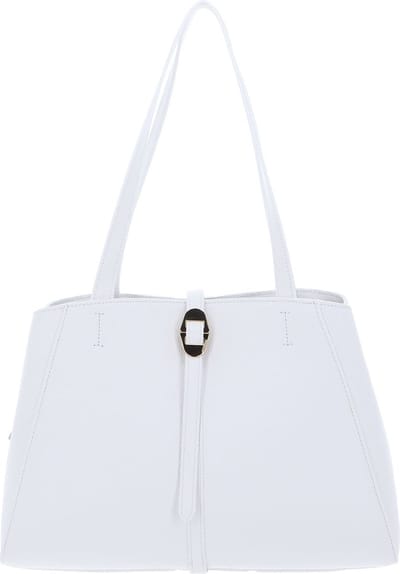 COCCINELLE Leren Schoudertas Shopper Chara Handbag Grained Leather Brillant White Wit