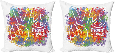 ABAKUHAUS 70s-Party Kussenhoes Set – 2x40 cm – Dubbelzijdig Digitaaldruk – Multicolor