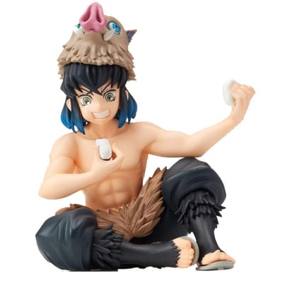 9CM Hashibira Inosuke Figuur Anime Demon Slayer Model Speelgoed Cadeau Verzameling Ornamenten Mokdeksel Figuur Rijstbal PVC beige