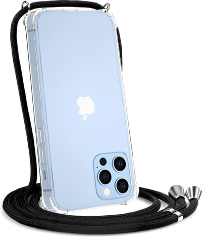 Antishock hoesje met Koord geschikt voor Apple iPhone 14 Pro | Nek Kettinghoesje Draagriem | Transparant