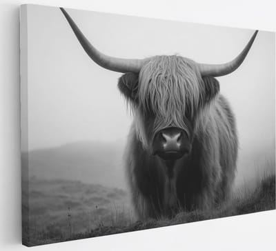 Saammp Canvas Schilderij Schotse Hooglander Koe - Abstract - Dieren - Natuur - 30x20 - Foto op canvas - Wanddecoratie - muurdecoratie Woonkamer - Slaapkamer decoratie - Canvas Print