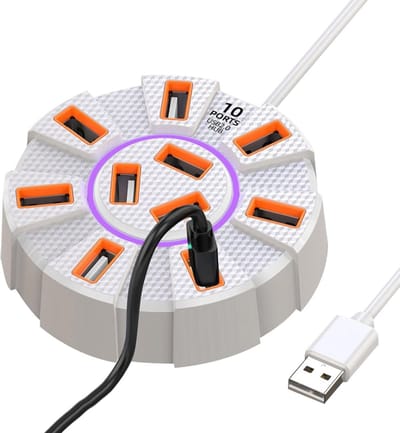 USB Hub Uitbreiding - Multiport Adapter Station - Snelle Data Overdracht - Hoge Snelheid 5Gbps - 9x9x2.5 cm - Wit