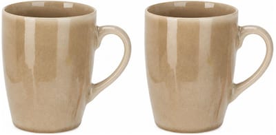 Siaki Koffiemok / theemok Faye - beige - set 2x - 340 ml - mokken - kerammiek - tas