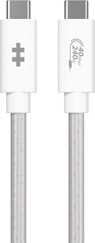 Hyper HyperDrive USB4 Performance Kabel (1.2m) – 40Gbps Gegevensoverdrachtssnelheid – 240W Oplaadkracht – 8K@60Hz Videoresolutie - Wit