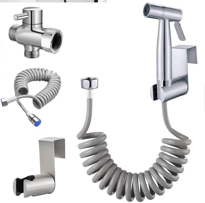Draagbare bidetdoucheset, bidetdoucheset voor toiletten, bidetsproeier met 1,5 m lange ABS-telescopische slang en houder - voor het reinigen van luiers, bidets en toiletten.