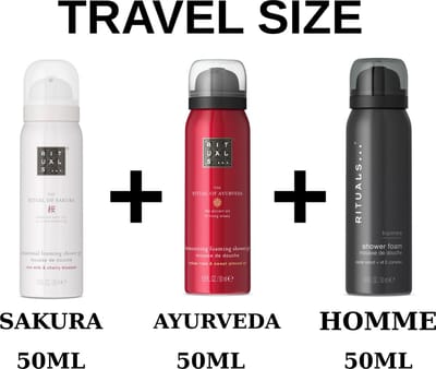 Rituals Combi Set - Travel Shower Gels Set - Sakura 50 ml - Ayurveda 50 ml - Homme 50 ml - Doucheschuim - Douchegels