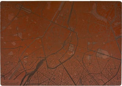 Place Maps Placemat Skyline Gent - Drie Torens - Kunstleer - Zwart - 1 Stuk
