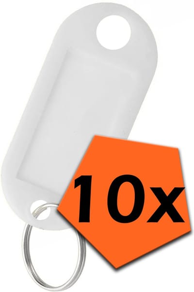 Sleutelhanger Bagagelabel Gekleurde Sleutellabels Sleutelhangers Naamlabel Wit - 10x