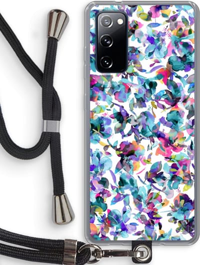 Hoesje met koord geschikt voor Samsung Galaxy S20 FE / S20 FE 5G hoesje met Koord - Hibiscus Flowers - Telefoonhoesje met Zwart Koord - Bescherming aan alle Kanten en Over de Schermrand