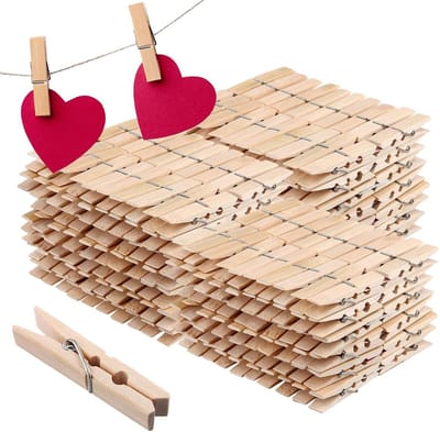 400x Houten Wasknijpers Natuurlijk Hout voor Waslijn en Droogrek - Sterke Klemkracht