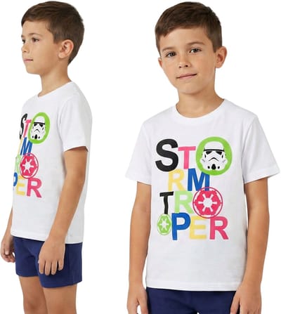 STAR WARS Katoenen pyjama voor jongens, tweedelige pyjama met korte mouwen, 100% katoen