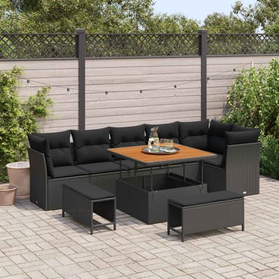 vidaXL - Tuinbank - Set - 9 - st - 6-Aantal - zitplaatsen - Zwart