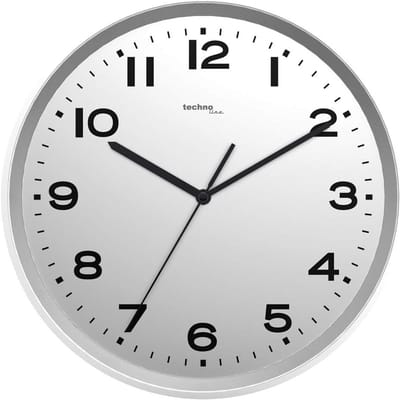 Analoge Radiowandklok met Automatische Tijdinstelling, Zilver, 30 cm Diameter