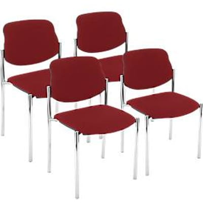 Nowy Styl stapelstoel STYL, zonder armleuningen, stapelbaar tot 6 stuks, tot 110 kg, bekleding in leerlook, chilirood, 4 stuks