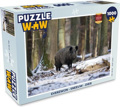 Puzzel Everzwijn - Sneeuw - Dier - Legpuzzel - Puzzel 1000 stukjes volwassenen